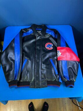 Vintage Chicago Cubs MLB Heavy Polyvinyl Dugout Bomber Jacket Men’s Size Medium